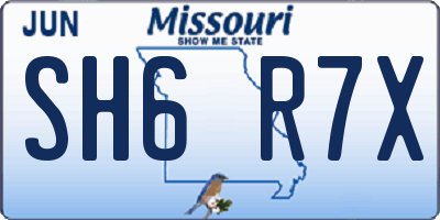 MO license plate SH6R7X