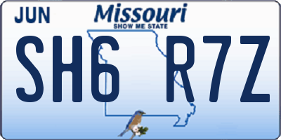MO license plate SH6R7Z