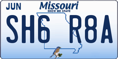 MO license plate SH6R8A