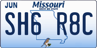 MO license plate SH6R8C