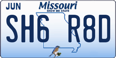 MO license plate SH6R8D