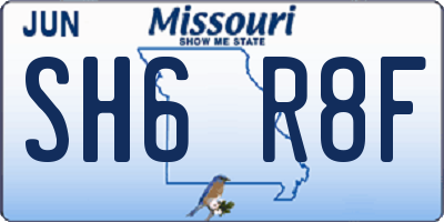 MO license plate SH6R8F
