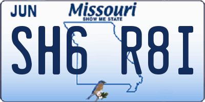 MO license plate SH6R8I