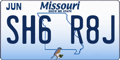 MO license plate SH6R8J