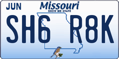 MO license plate SH6R8K