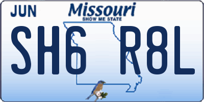 MO license plate SH6R8L