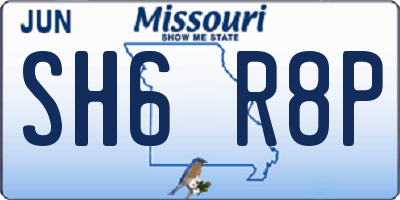 MO license plate SH6R8P