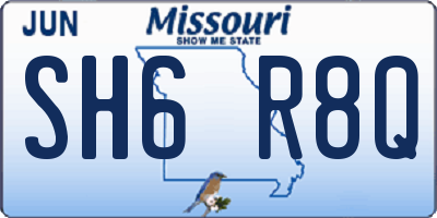 MO license plate SH6R8Q