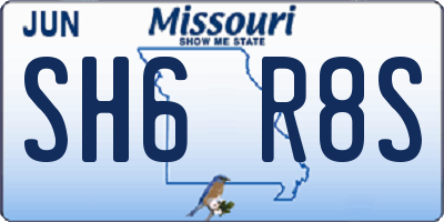 MO license plate SH6R8S
