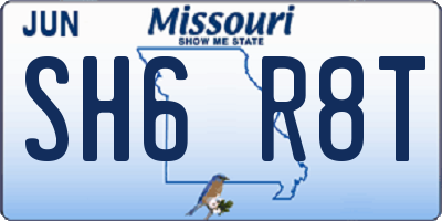 MO license plate SH6R8T