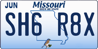 MO license plate SH6R8X