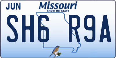 MO license plate SH6R9A