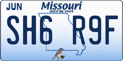 MO license plate SH6R9F