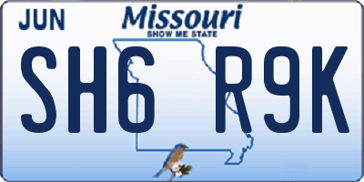 MO license plate SH6R9K
