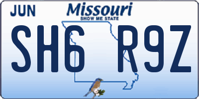MO license plate SH6R9Z
