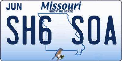 MO license plate SH6S0A