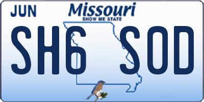 MO license plate SH6S0D