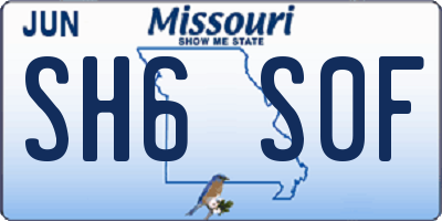MO license plate SH6S0F