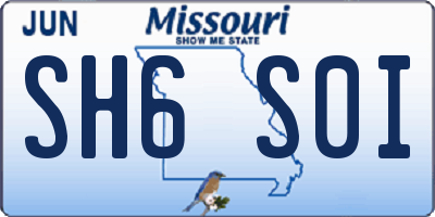 MO license plate SH6S0I