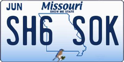MO license plate SH6S0K