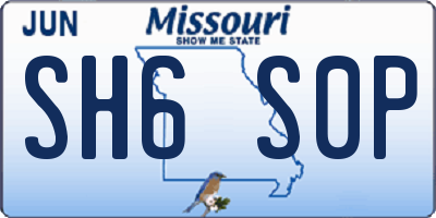 MO license plate SH6S0P