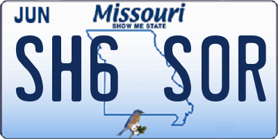 MO license plate SH6S0R
