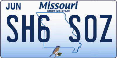 MO license plate SH6S0Z