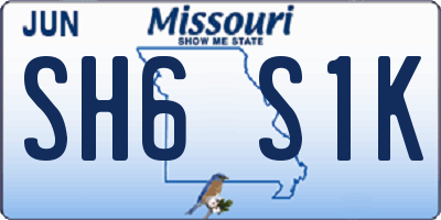 MO license plate SH6S1K