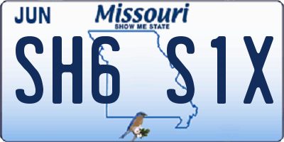 MO license plate SH6S1X