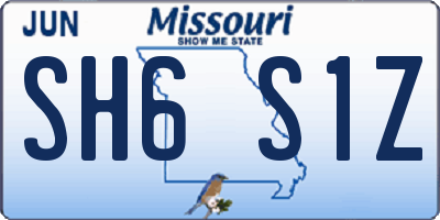 MO license plate SH6S1Z