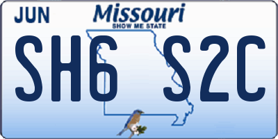 MO license plate SH6S2C