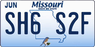MO license plate SH6S2F