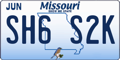 MO license plate SH6S2K