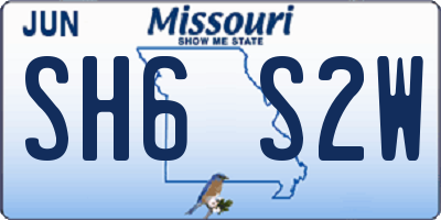 MO license plate SH6S2W