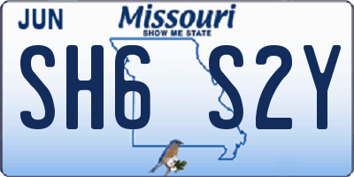 MO license plate SH6S2Y