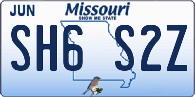 MO license plate SH6S2Z