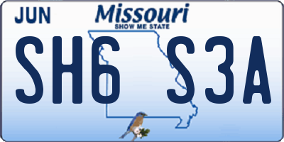 MO license plate SH6S3A