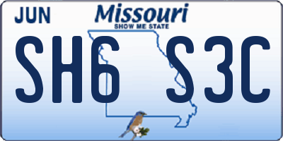 MO license plate SH6S3C