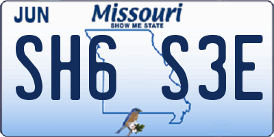 MO license plate SH6S3E