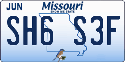 MO license plate SH6S3F