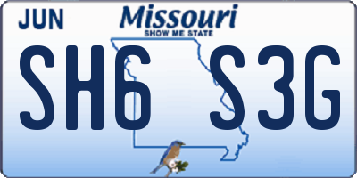 MO license plate SH6S3G