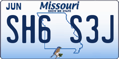 MO license plate SH6S3J