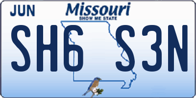 MO license plate SH6S3N