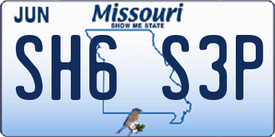MO license plate SH6S3P