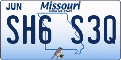 MO license plate SH6S3Q
