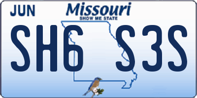 MO license plate SH6S3S