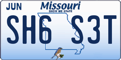 MO license plate SH6S3T