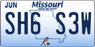 MO license plate SH6S3W