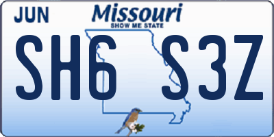 MO license plate SH6S3Z