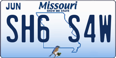 MO license plate SH6S4W